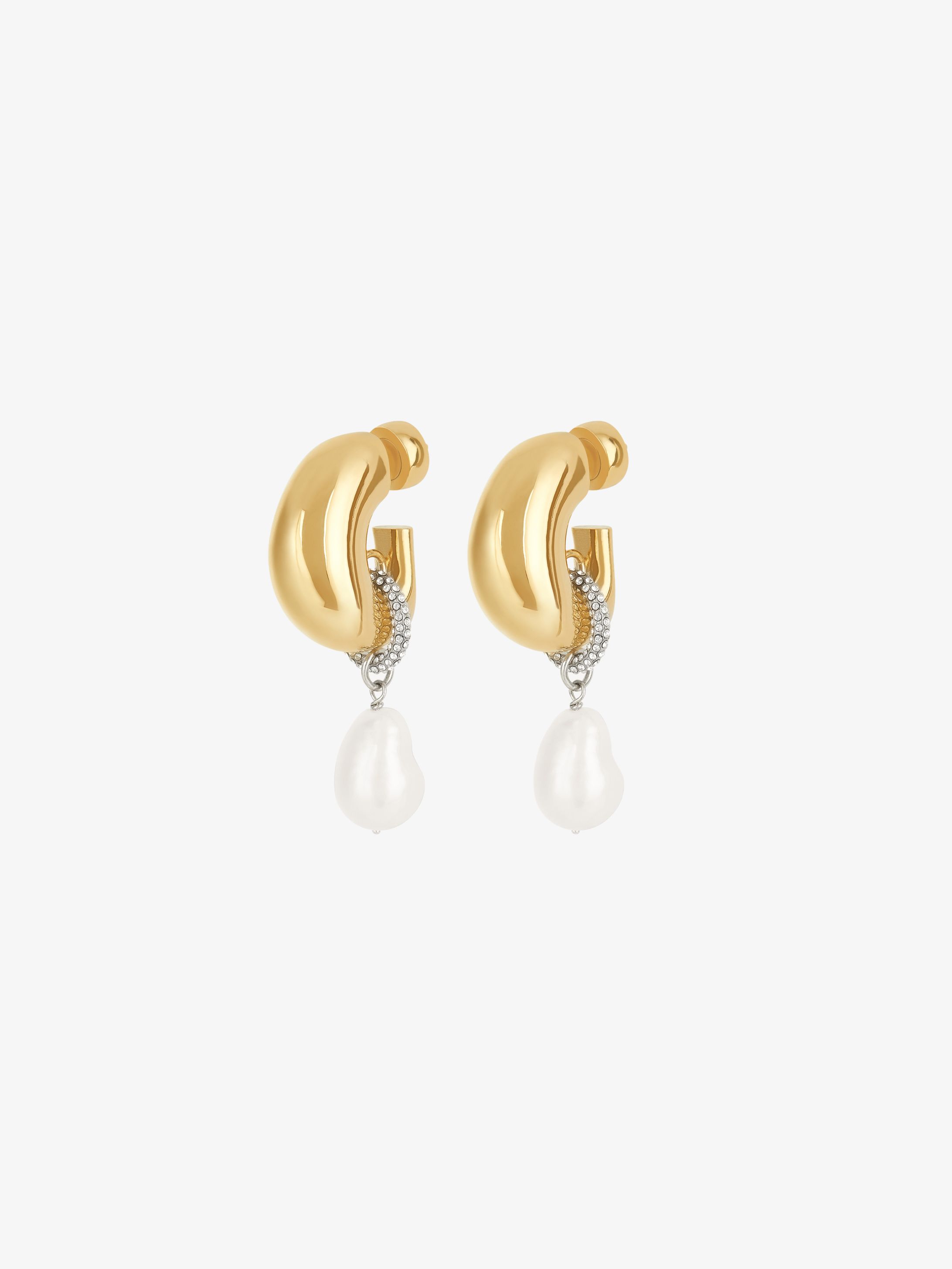 Cloud earrings with pearl and crystals
