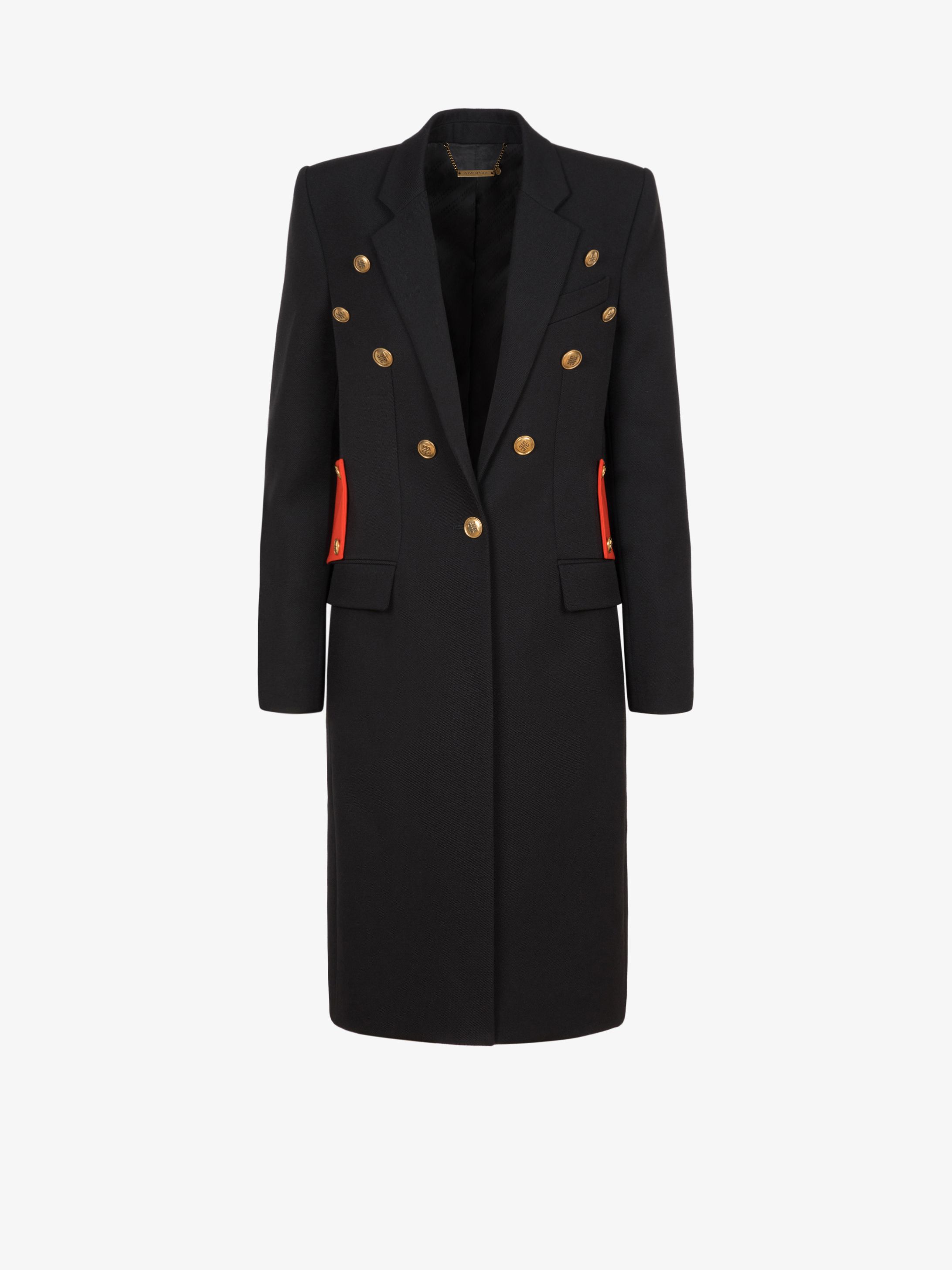 Manteau à boutons 4G et martingale contrastée