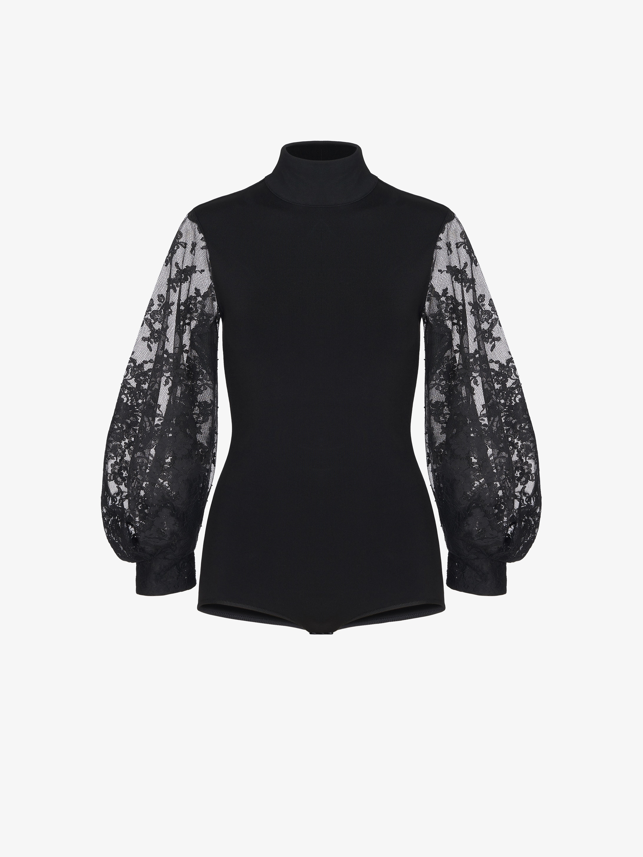 Bodysuit with lace sleeves