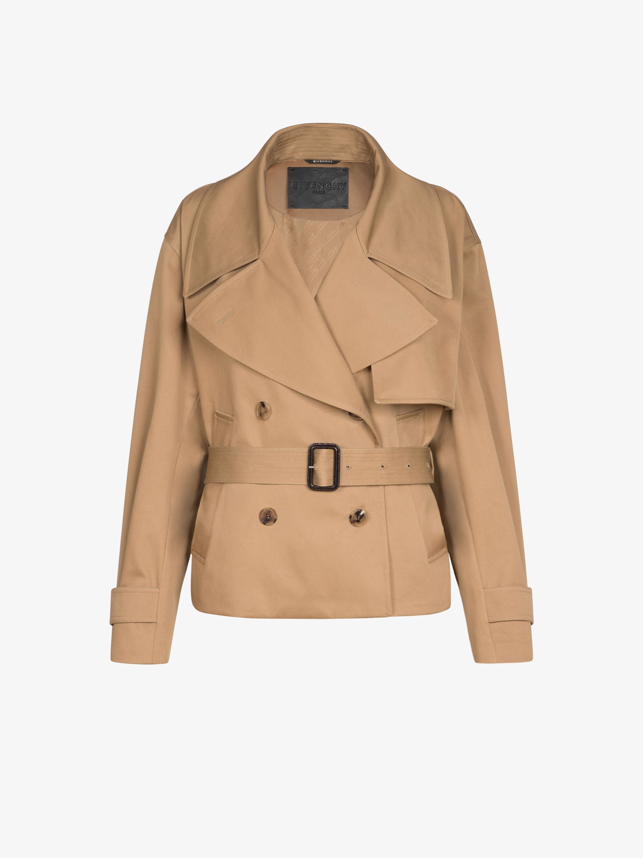 Short trench in cotton gabardine
