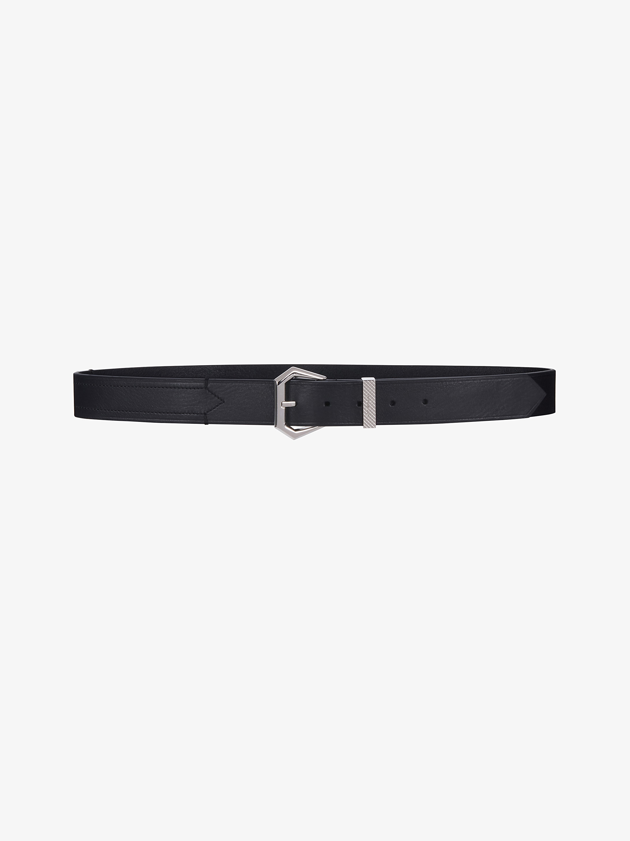Hexagonal buckle belt in leather