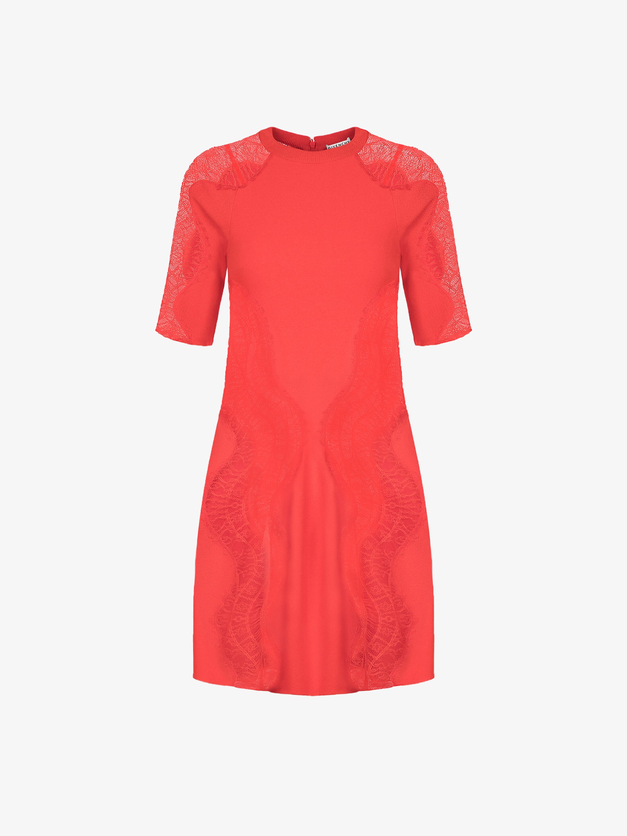 Gored dress in crêpe de viscose and lace