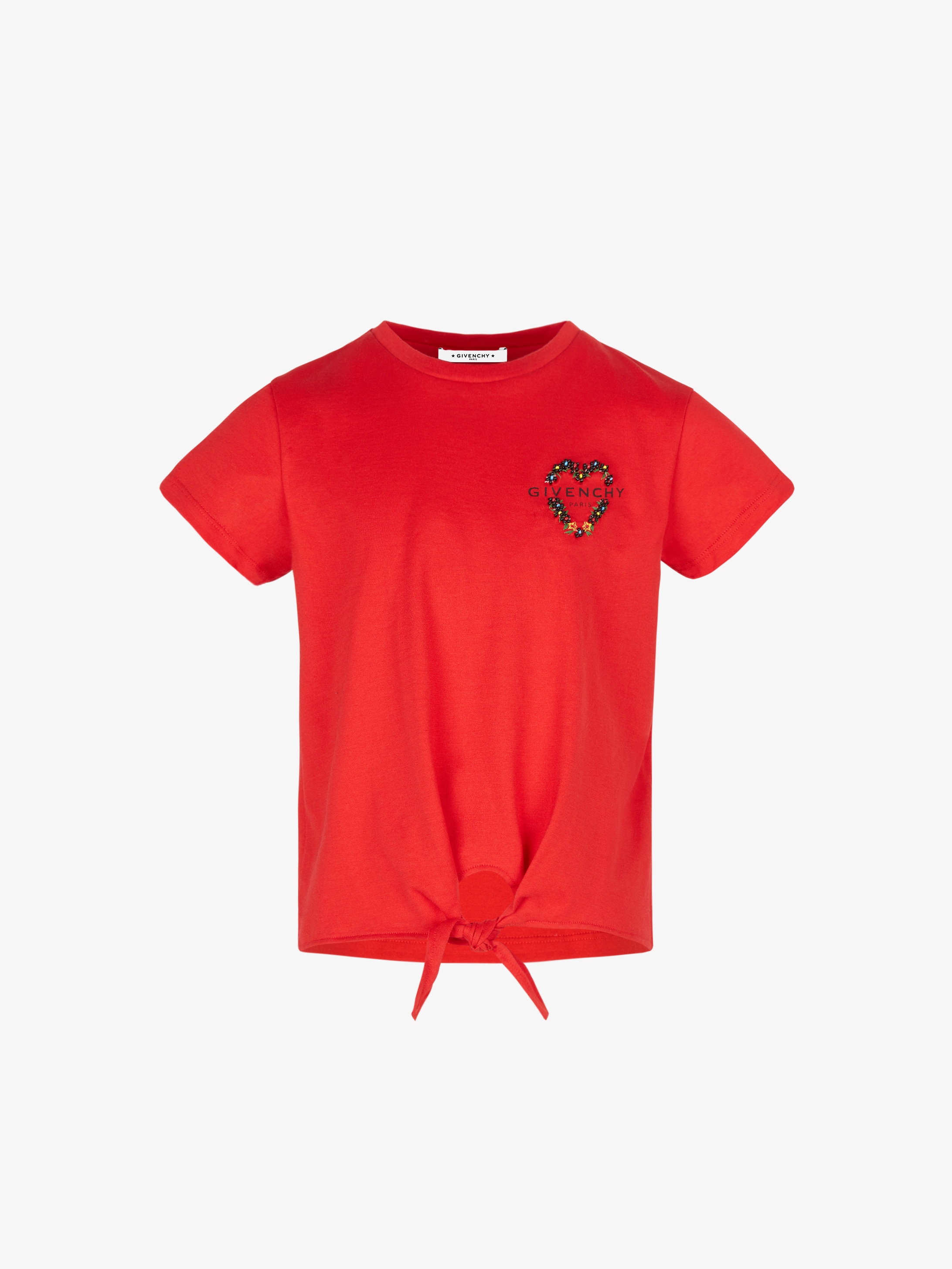T-shirt noué à broderie florale GIVENCHY