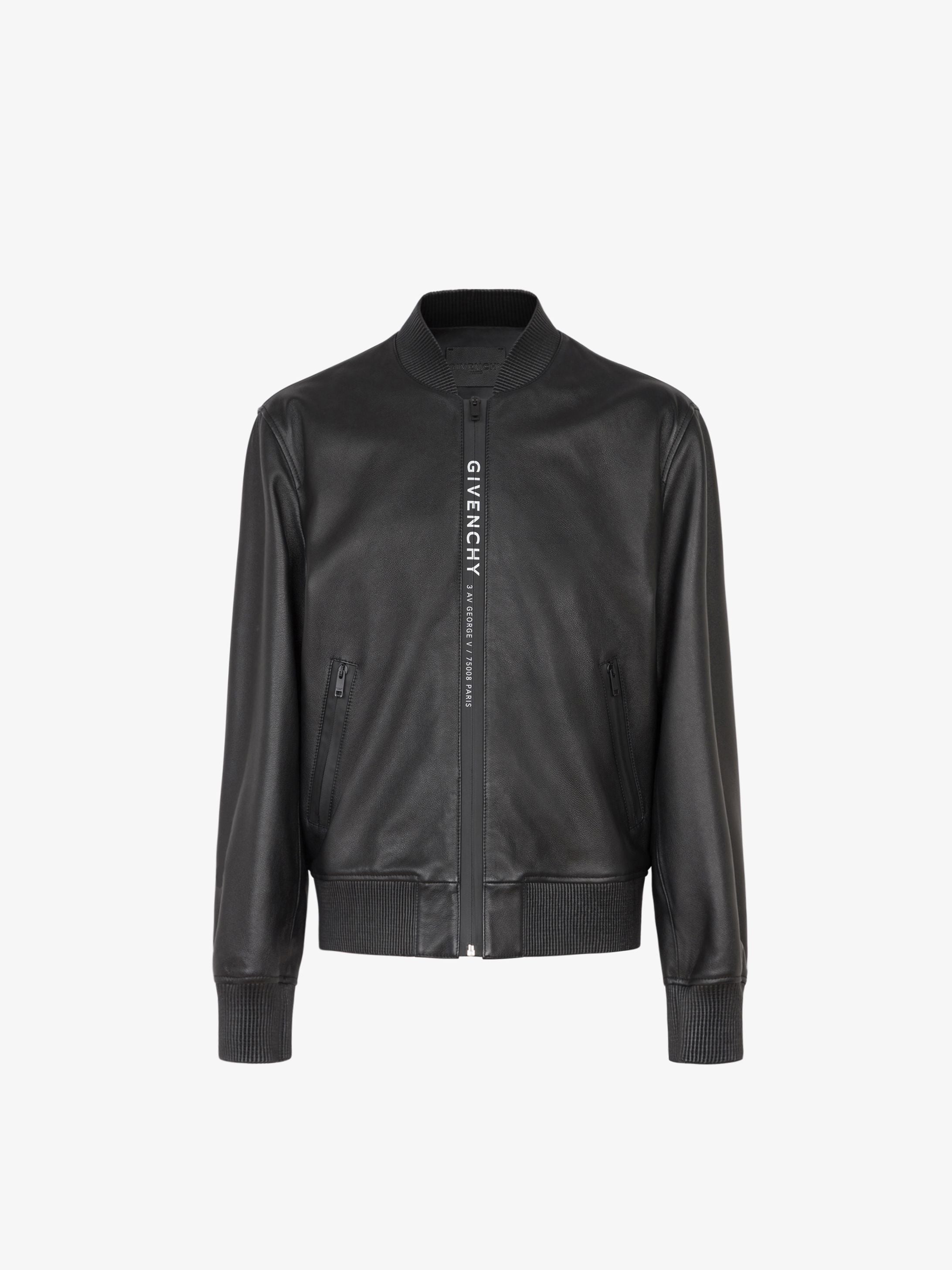 GIVENCHY ADDRESS webbing bomber jacket in leather