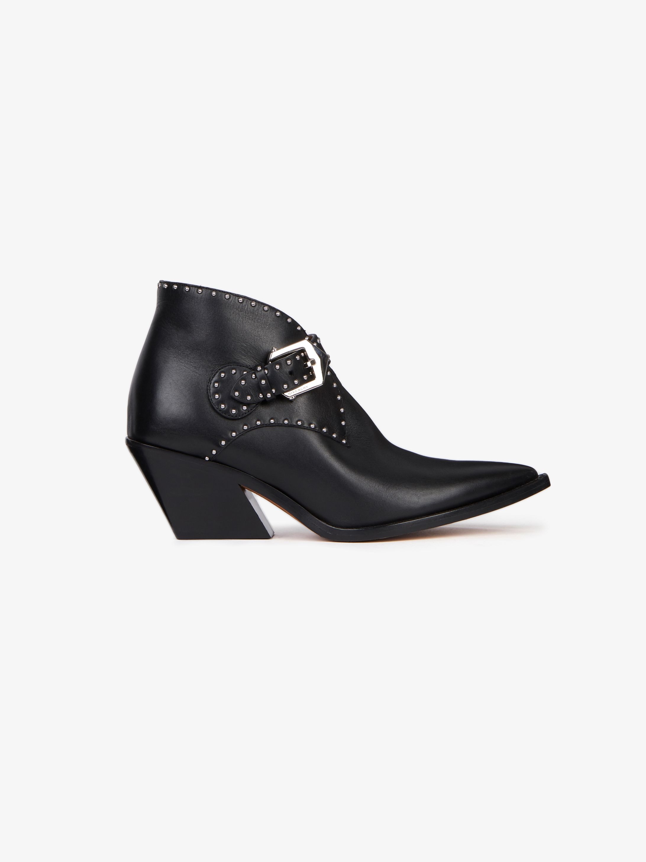 Cowboy ankle boots in leather with studs