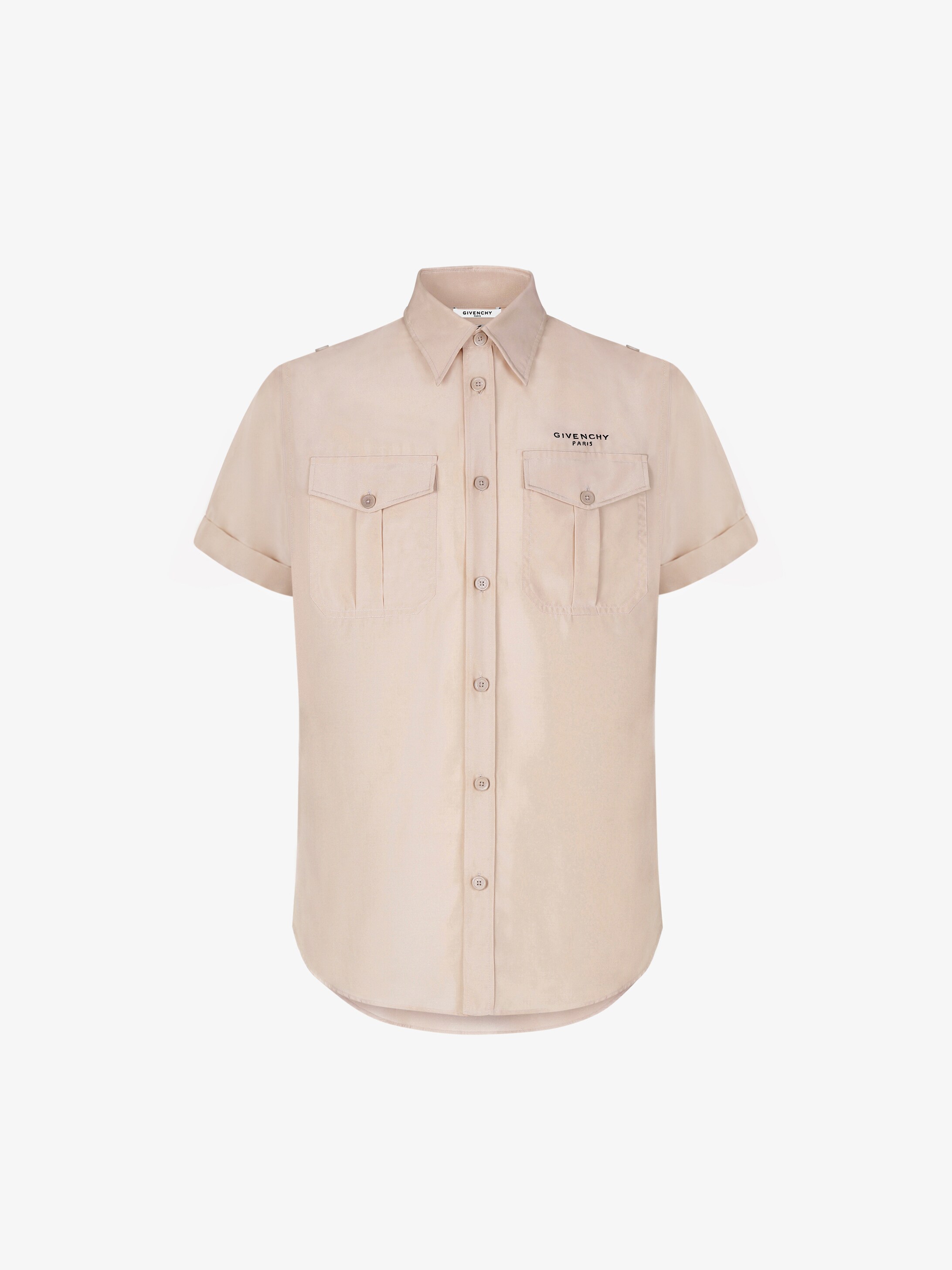 Shirt with rolled up sleeves in silk 