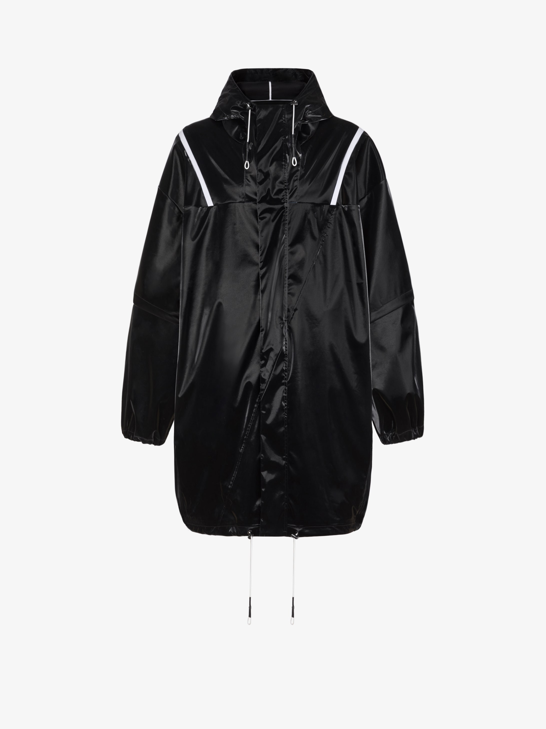 Oversized parka in velvet effect nylon