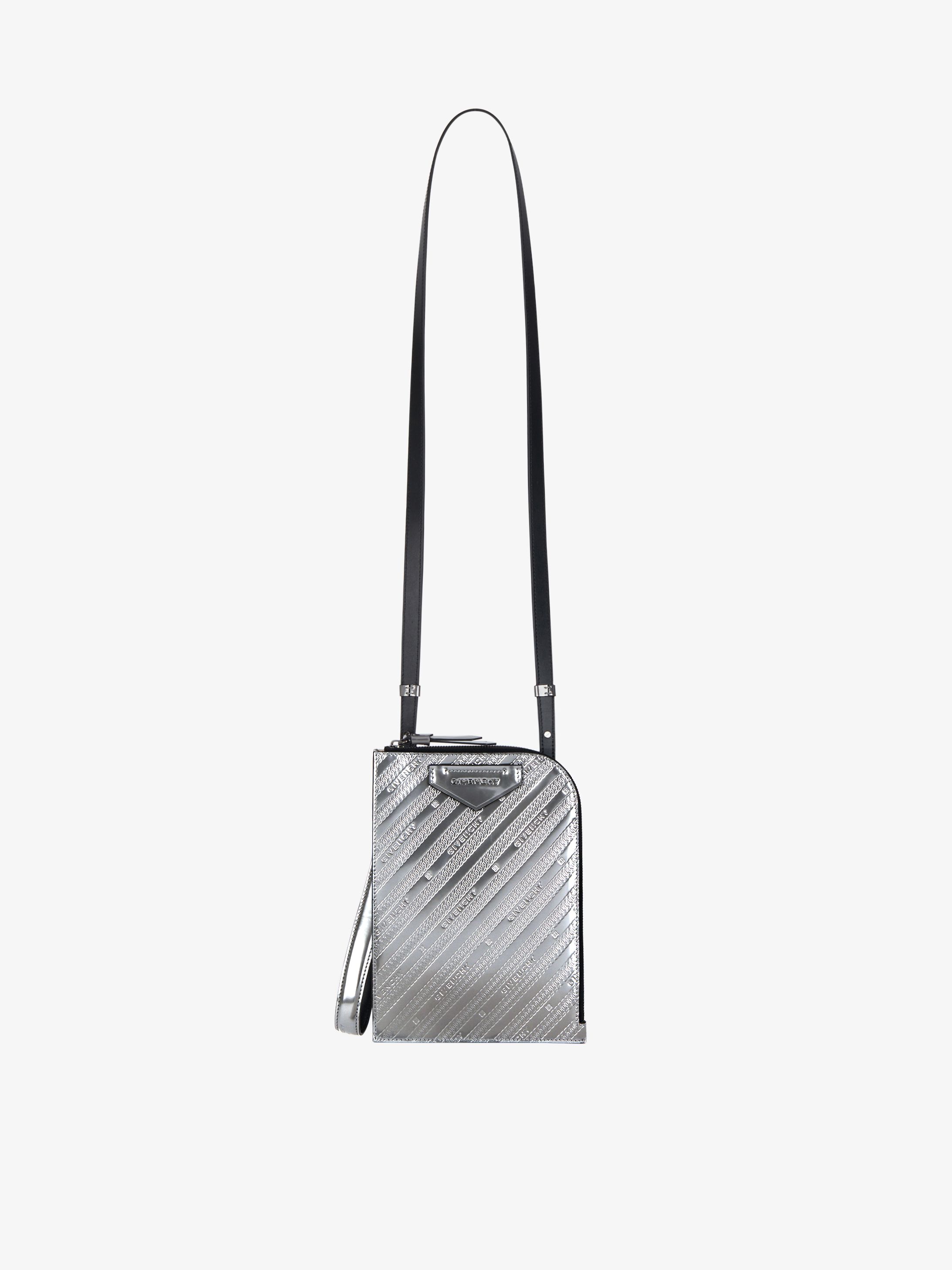 Antigona Soft small flat bag in metallized leather