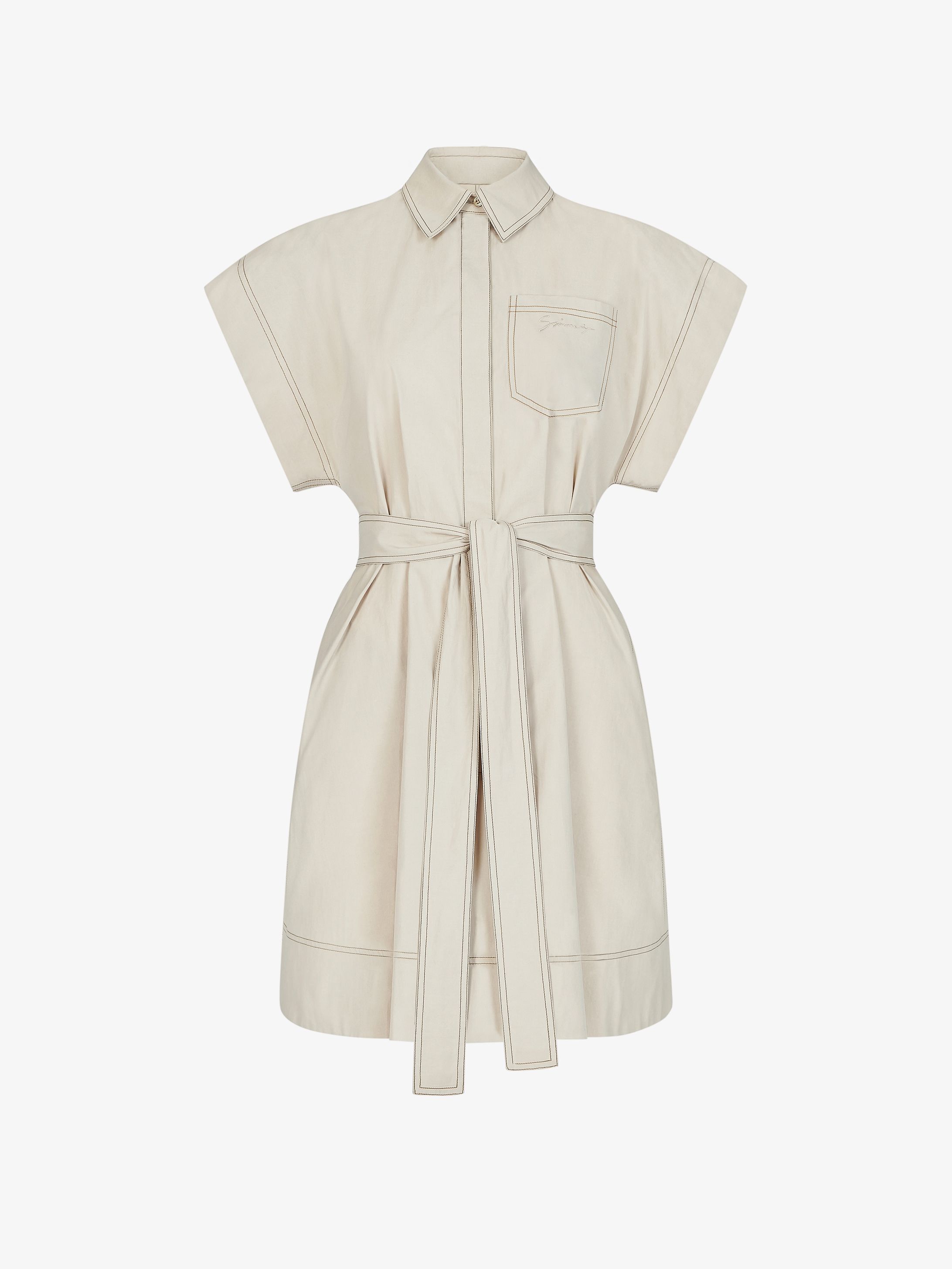 Short shirt dress with contrasting stitching