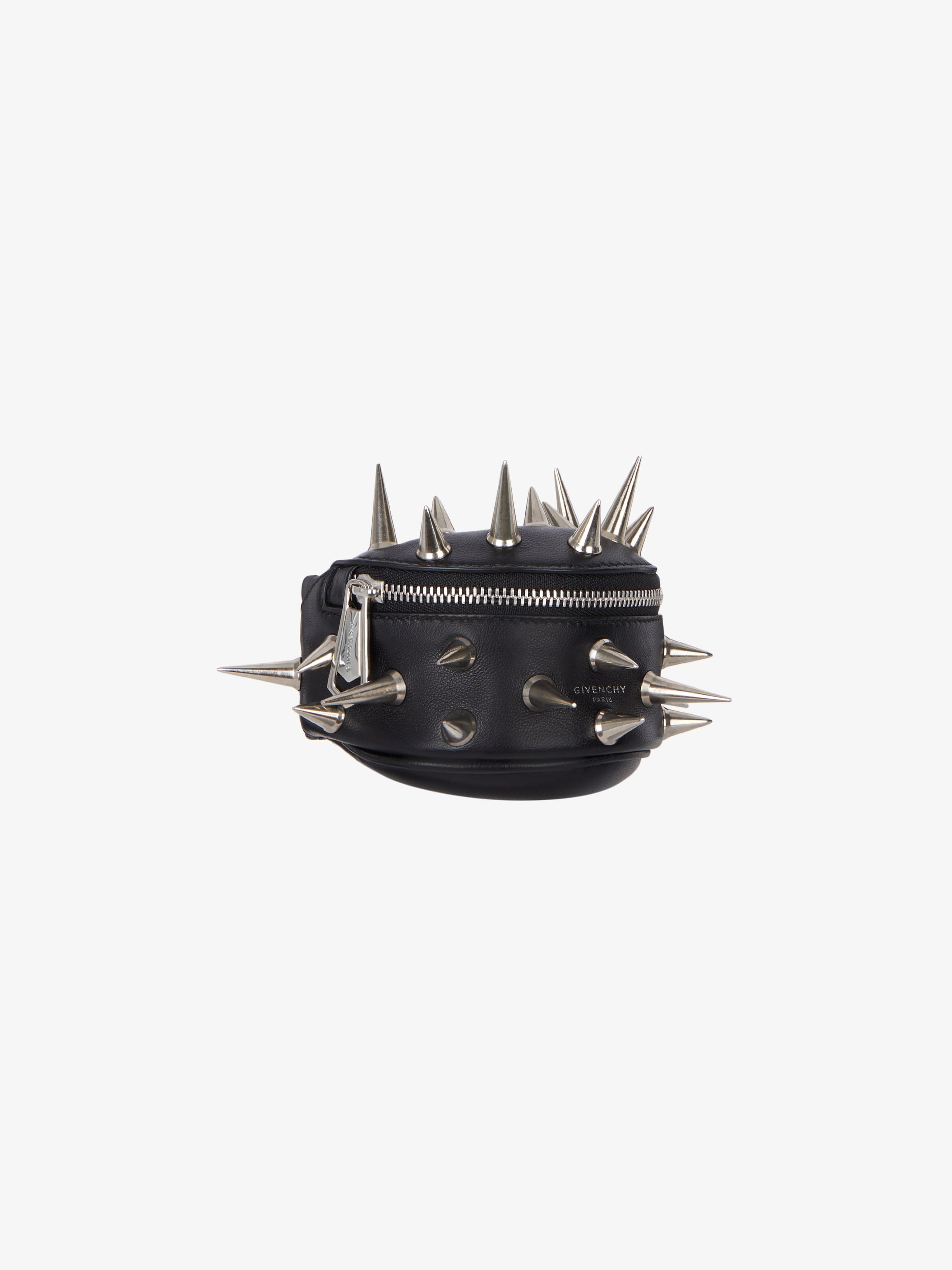 Mini bum bag bracelet in leather with spikes