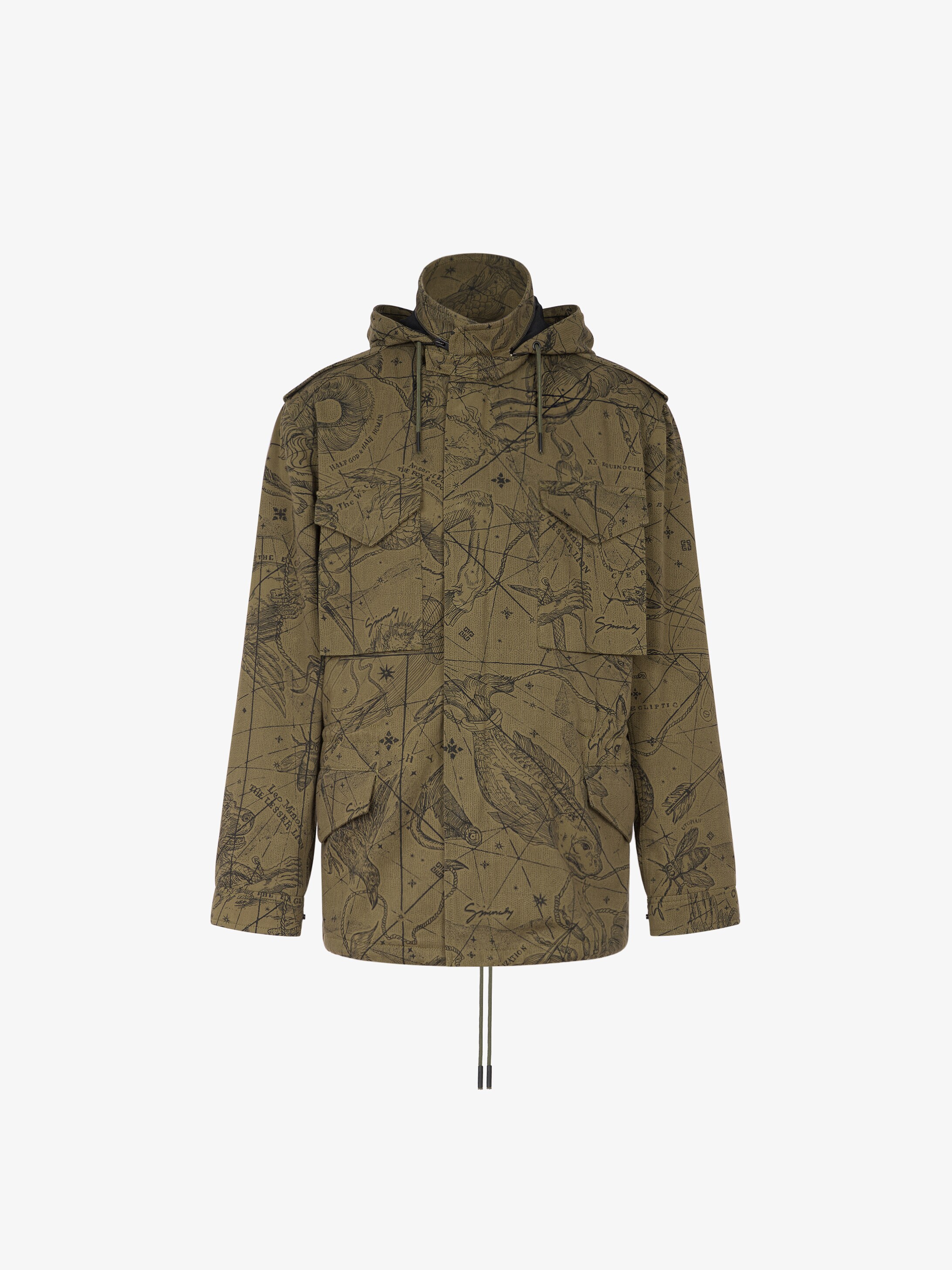 Parka multitasche con stampa Astral