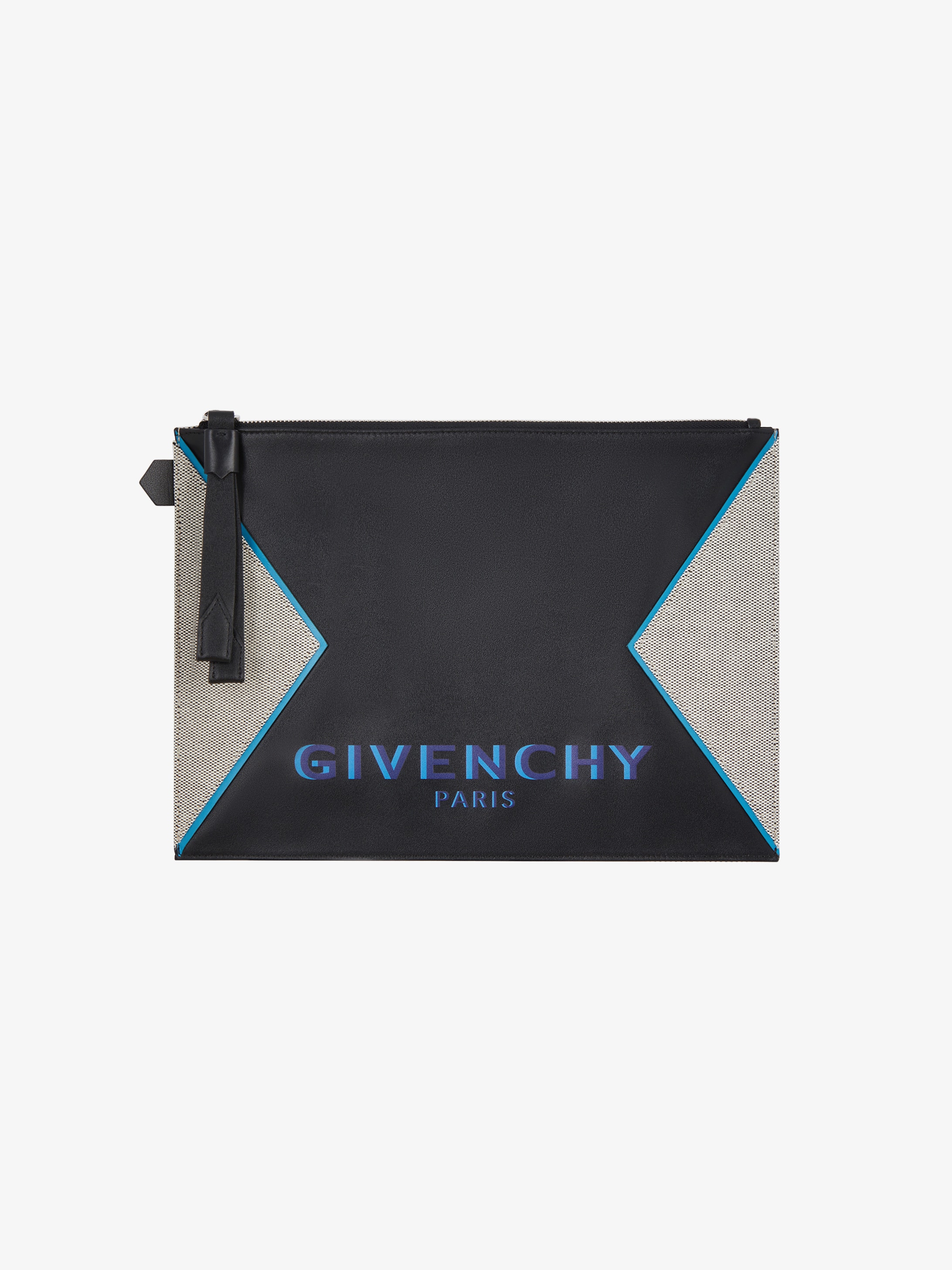 GIVENCHY PARIS large pouch in leather and canvas