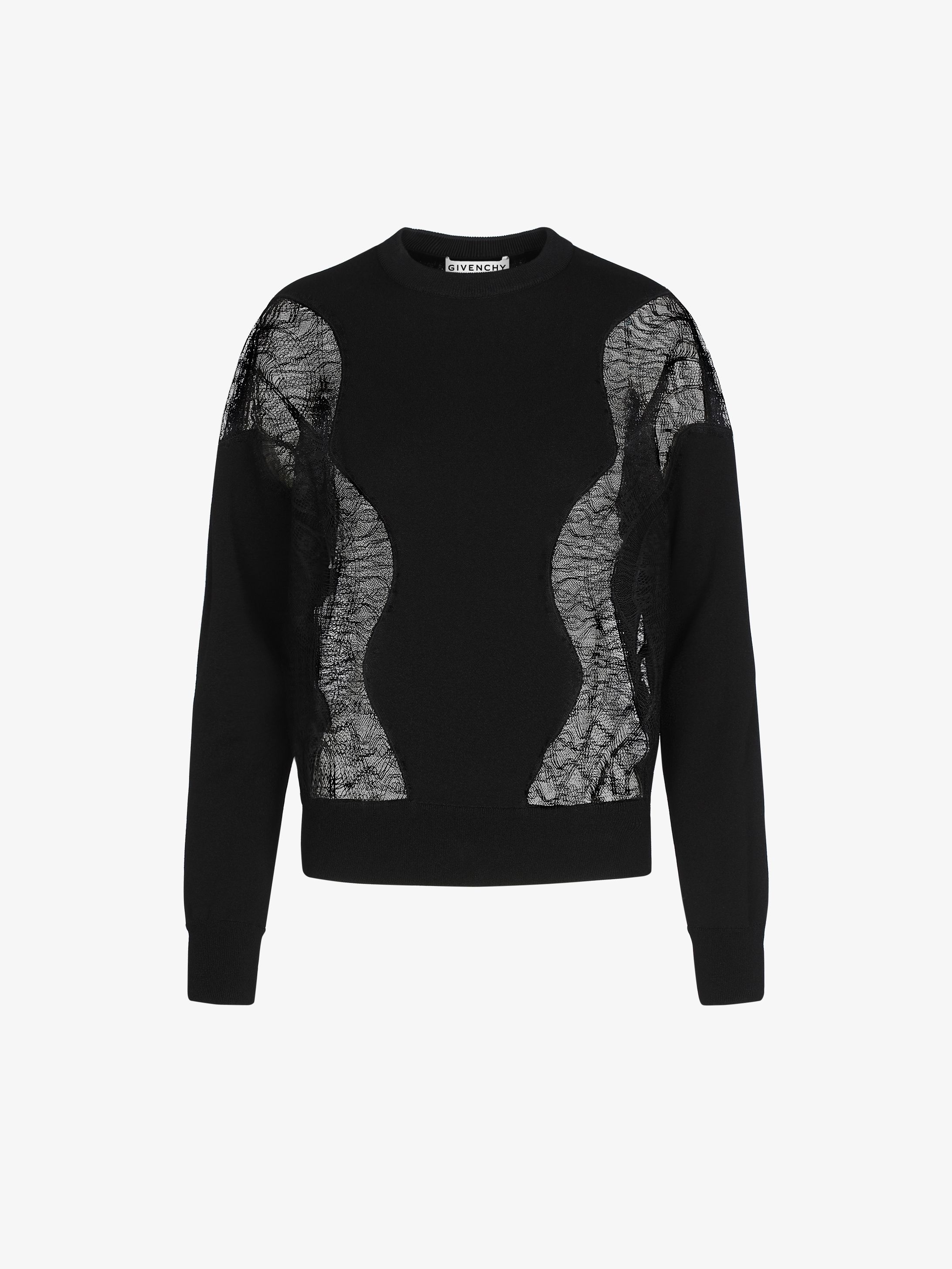 Pullover in crêpe di viscosa e pizzo