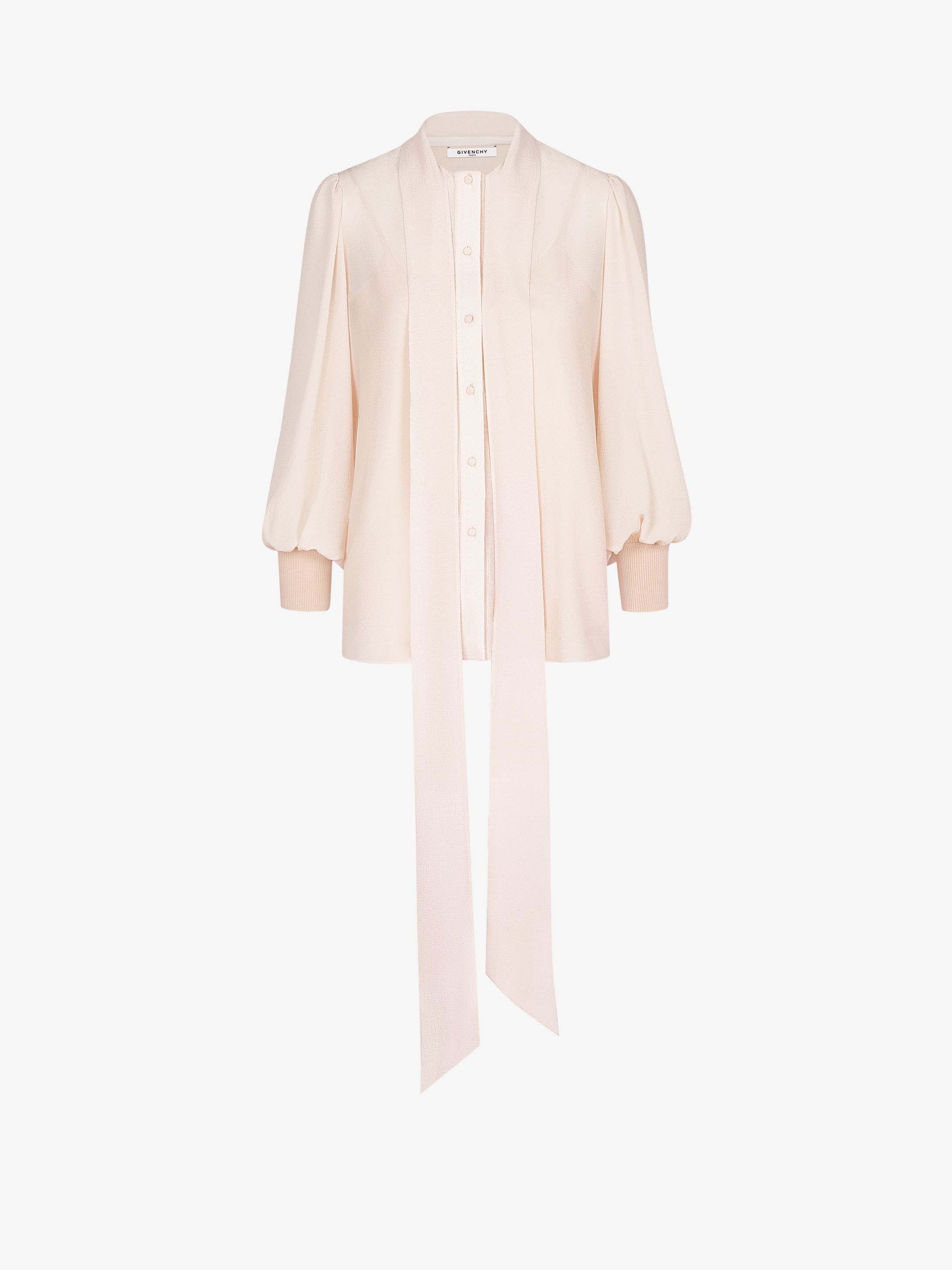 Blouse in silk with ascot tie