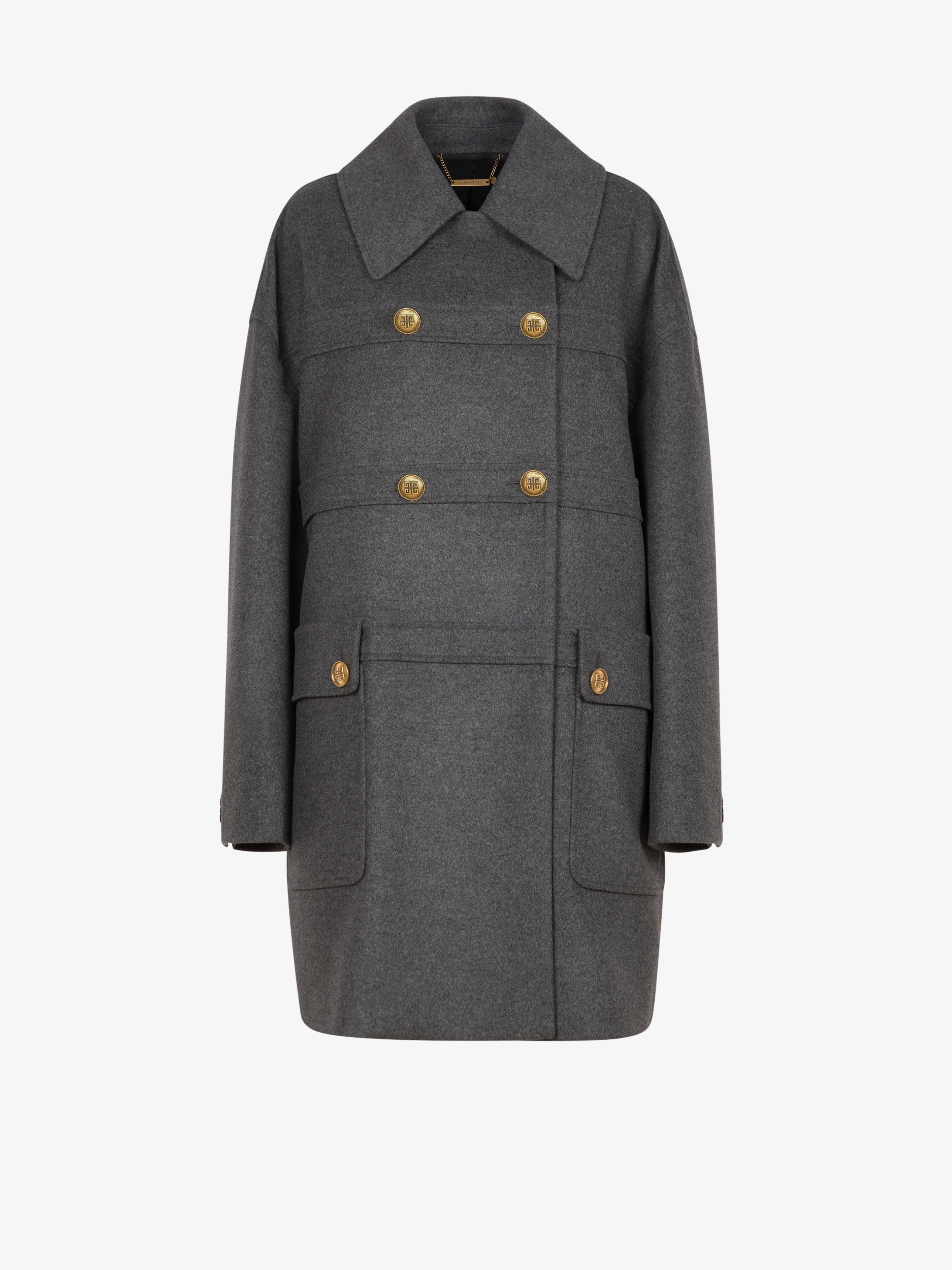 Manteau en laine et cachemire à boutons 4G