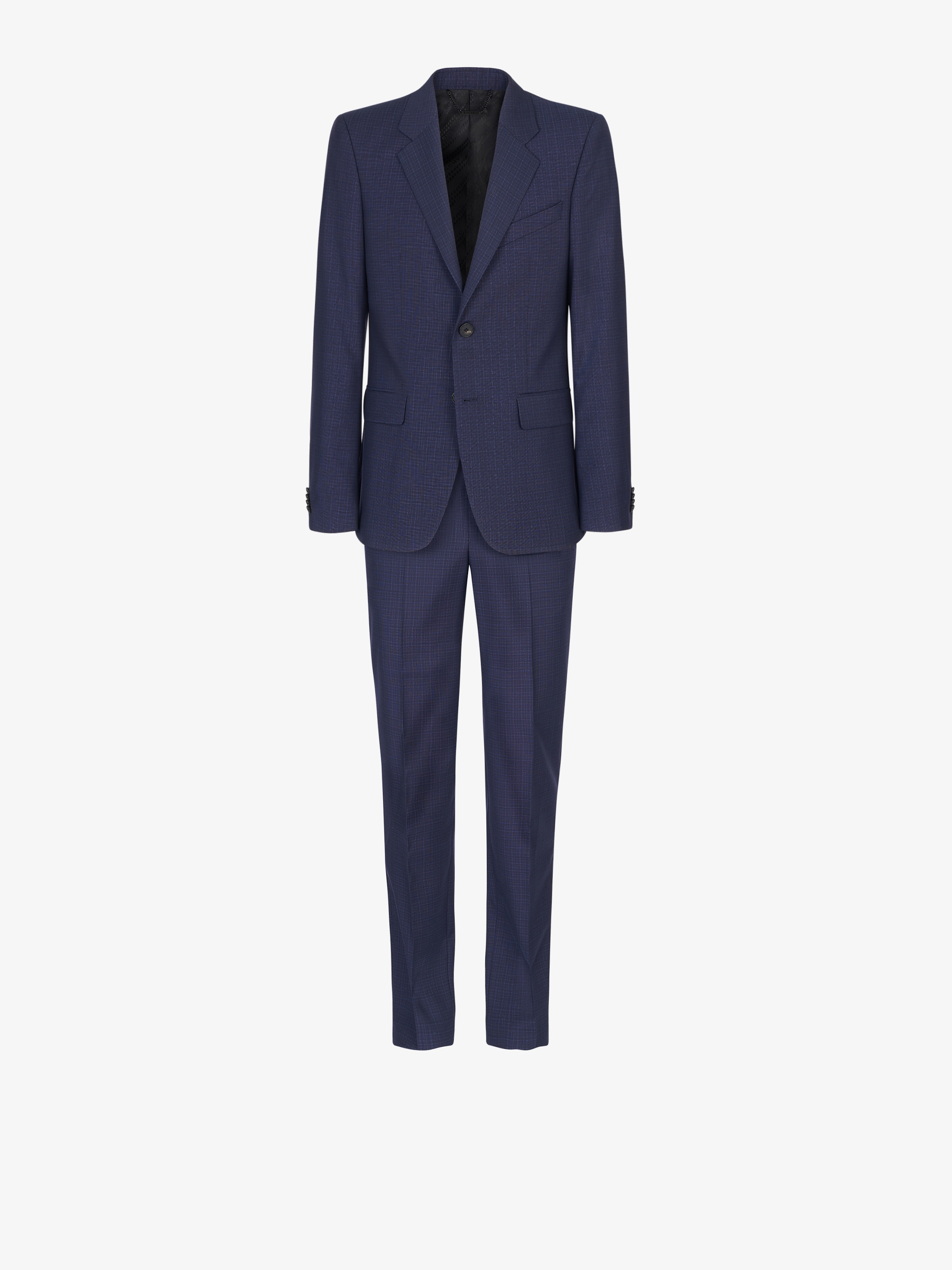 Slim fit suit in wool with micro-tile